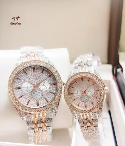 Imported Original Stylish Quartz Couple Watches - 2 Pcs Set